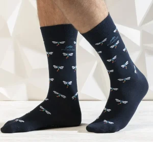 Fluchos CA0009 Calcetin largo Navy-libelulas (2p) 1964-1966- Socks