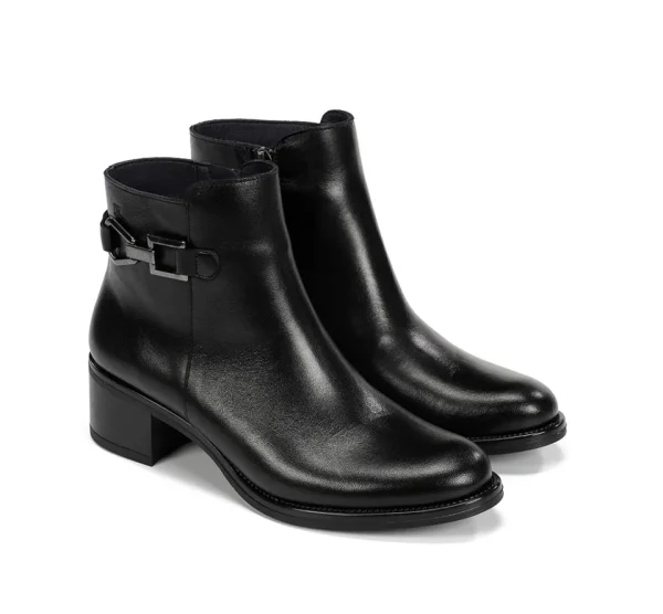 Fluchos CHIARA D9347 Black Ankle Boot- Ankle Boots | Heels