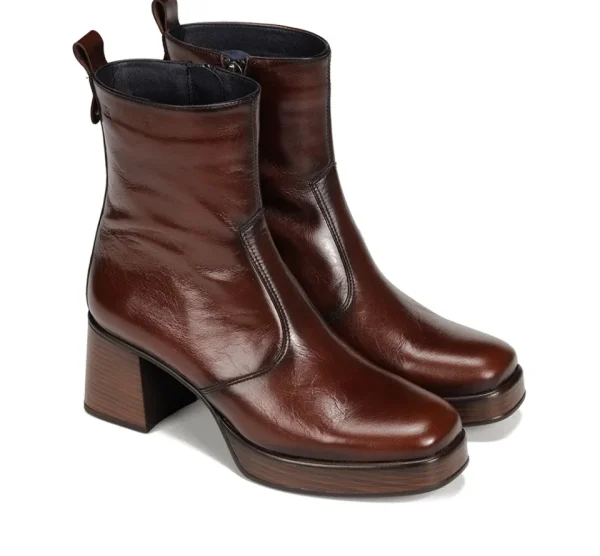 Fluchos CRISTEL D9157 Brown Ankle Boot- Ankle Boots | Heels