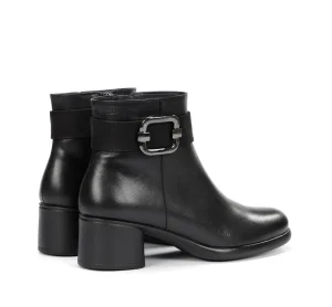 Fluchos MACY D9369 Black Ankle Boot- Ankle Boots | Heels