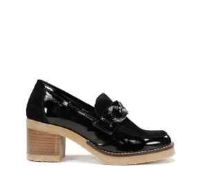 Fluchos OPRAH D9193 Black Moccasin- Heels