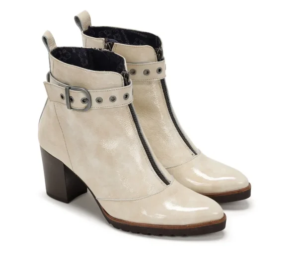 Fluchos THAIS D8300 White Ankle Boot- Ankle Boots | Heels